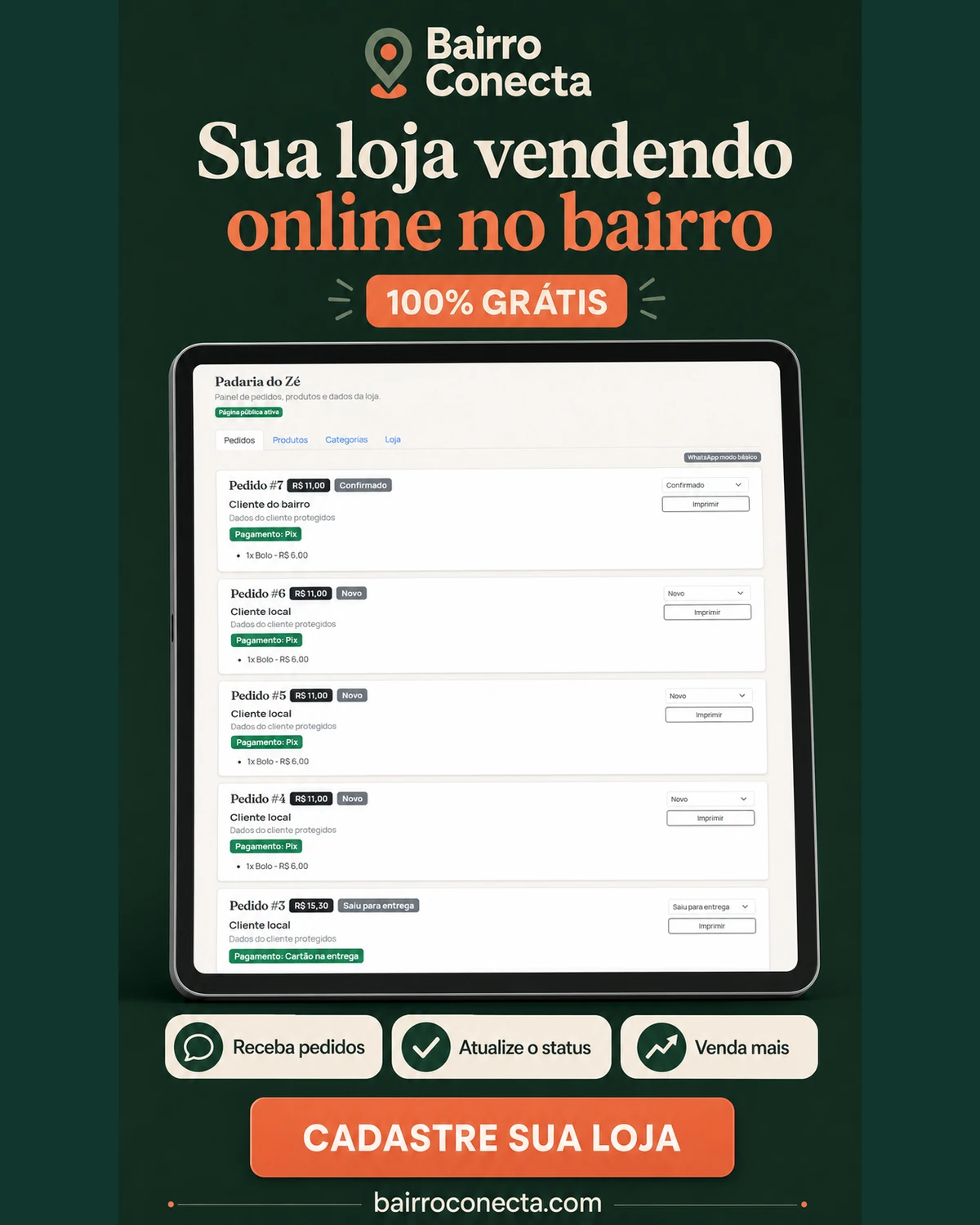 Venda online no seu bairro — grátis